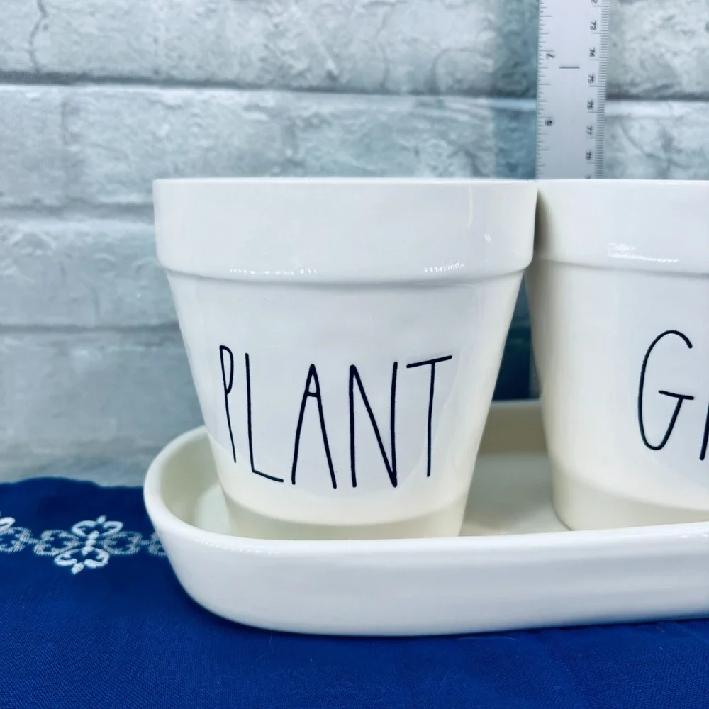 Rae Dunn 4 Piece Flower Planter Plant Grow Thrive